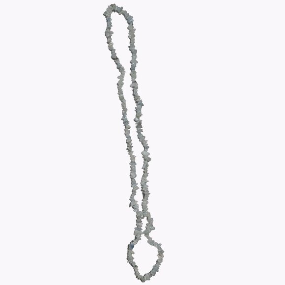 Boho Light Blue White Aquamarine Chip Nugget Beaded Necklace Beach Core Jewelry - Picture 2 of 5